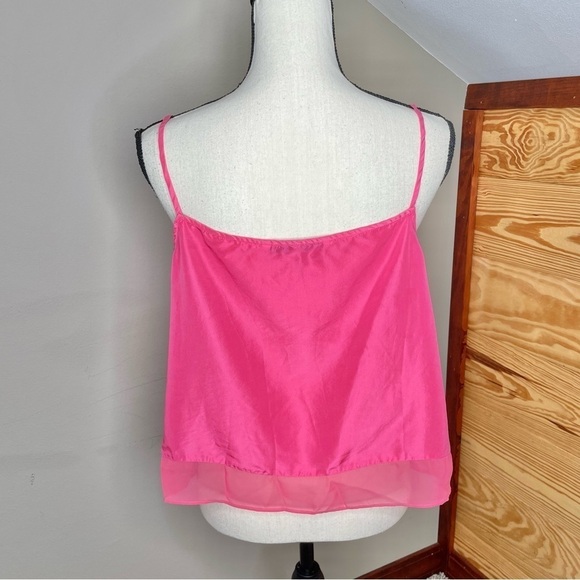Diane Von Furstenberg DVF Hot Pink Barbie Silk Spaghetti Strap Tank Top Large - Picture 3 of 13